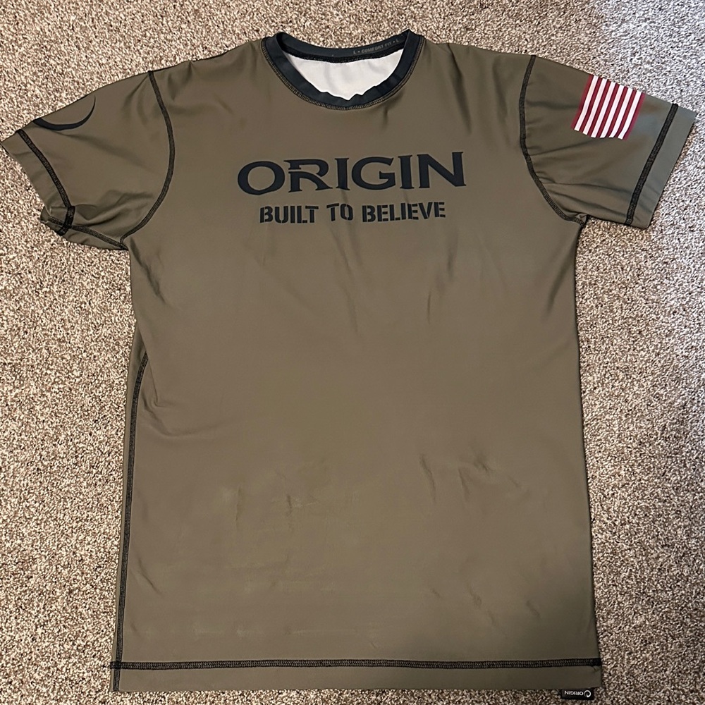 Origin USA BJJ “Built On Freedom” Comfort-Fit Short Sleeve Rashguard OD Green